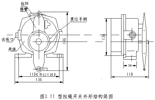 XLLS-J-I双向拉绳开关接线图_双向拉绳开关防水拉绳开关工厂直供